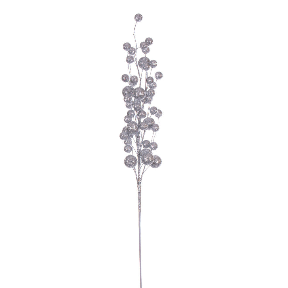 Vickerman 27" Silver Multi Ball Glitter Spray 4 per bag.