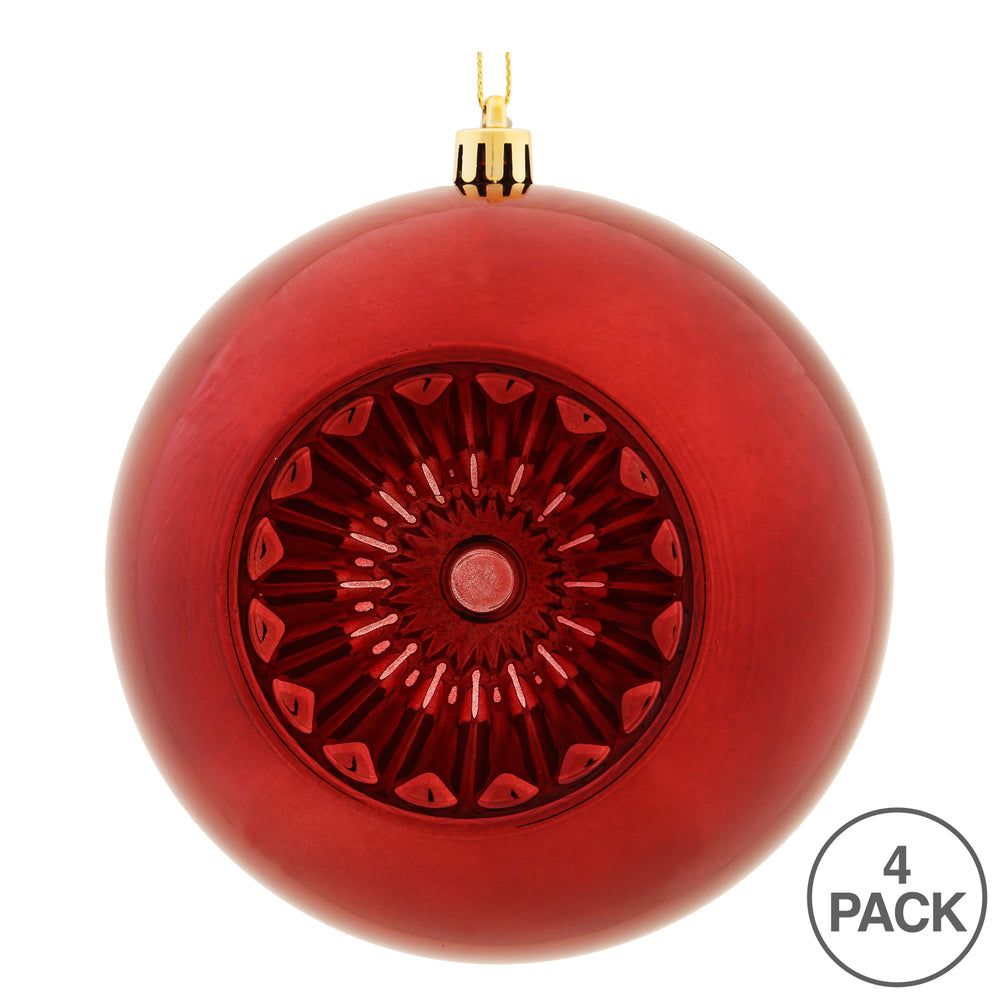 Vickerman 4.75" Burgundy Shiny Star Brite Ball Ornament 4 per Bag