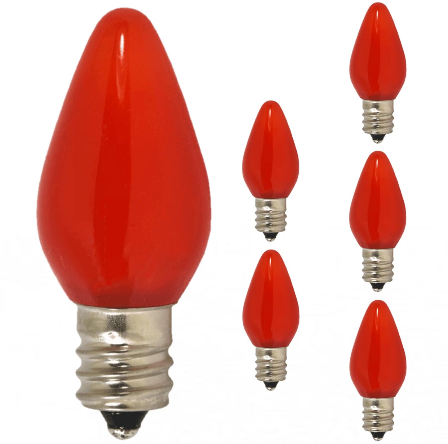 Damar- C7 LED Replacement Christmas Light Bulbs Twinkle Solid Red Color 0.96W E12 Candelabra Base 100-130V Pack of 6- Shatterproof String Lights for Patio Holiday Party Decor Xmas Tree