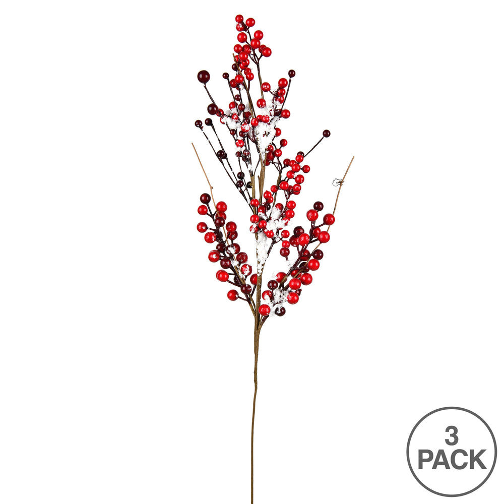 Vickerman 28" Artificial Red Snow Berry Spray. Includes 2 sprays per pack.
