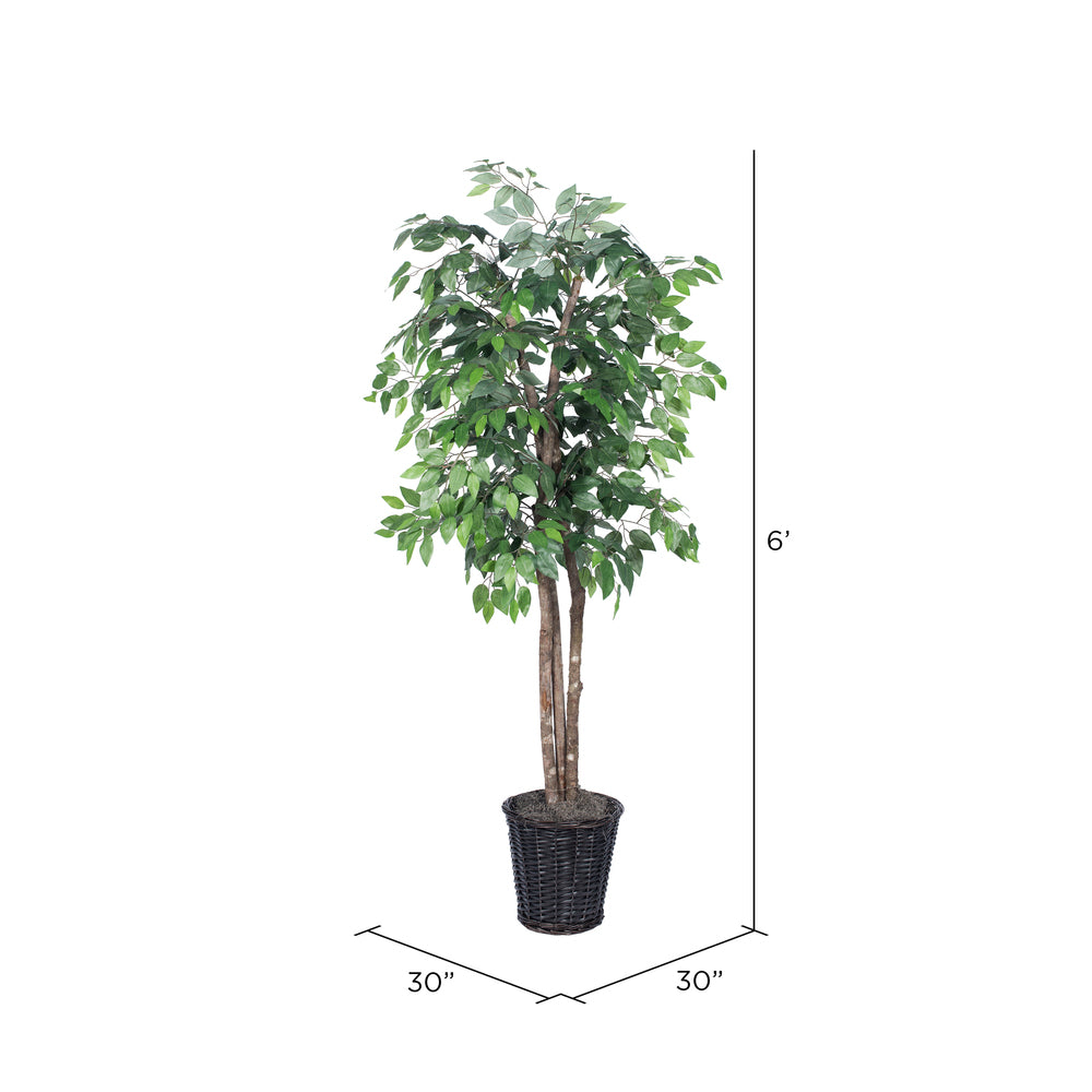 Vickerman 6' Artificial Ficus Deluxe Rattan Basket.