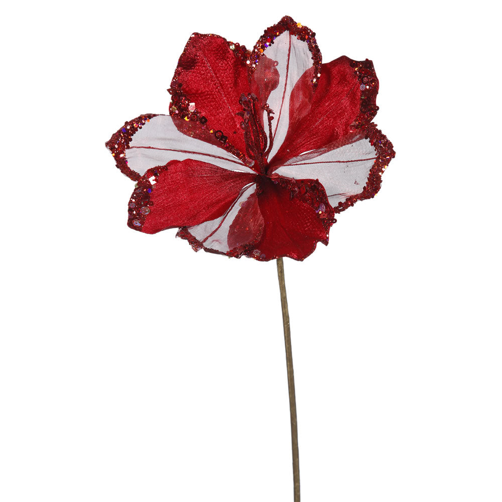 Vickerman 20" Artificial Red Velvet Amaryllis Artificial Christmas Pick 3 per Bag