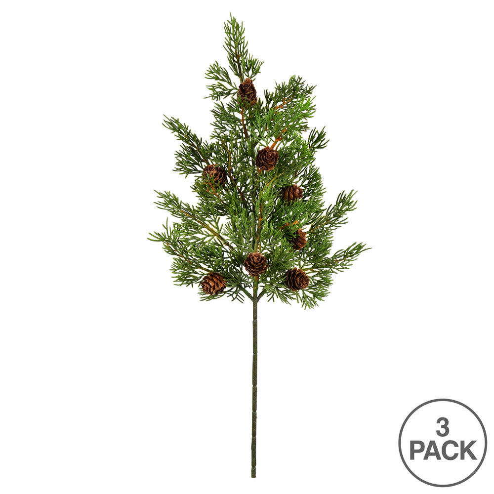 Vickerman 19.5" x 15 Cypress Artificial Christmas Spray. Includes 3 sprays per pack.