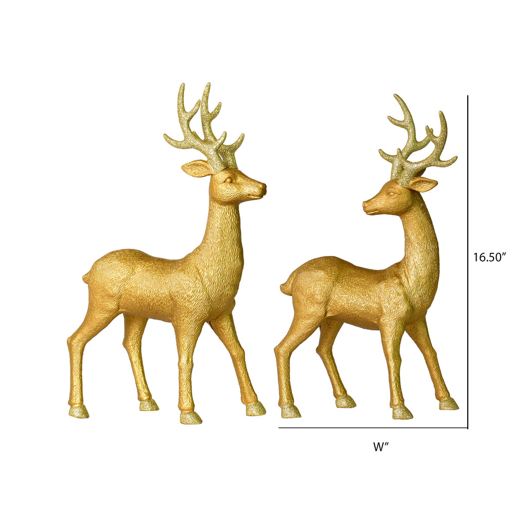 Vickerman 16.5" Champagne Deer Christmas Ornament Set