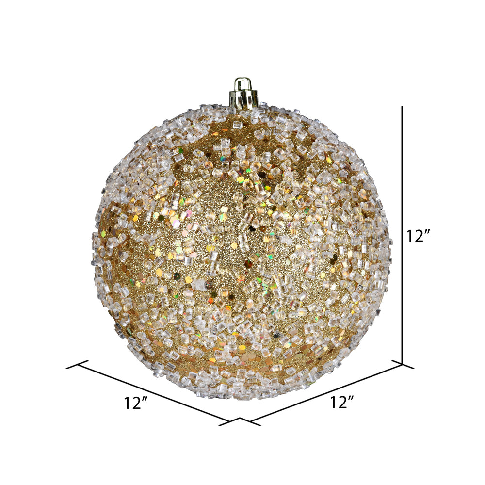 Vickerman 12" Gold Glitter Hail Ball Ornament