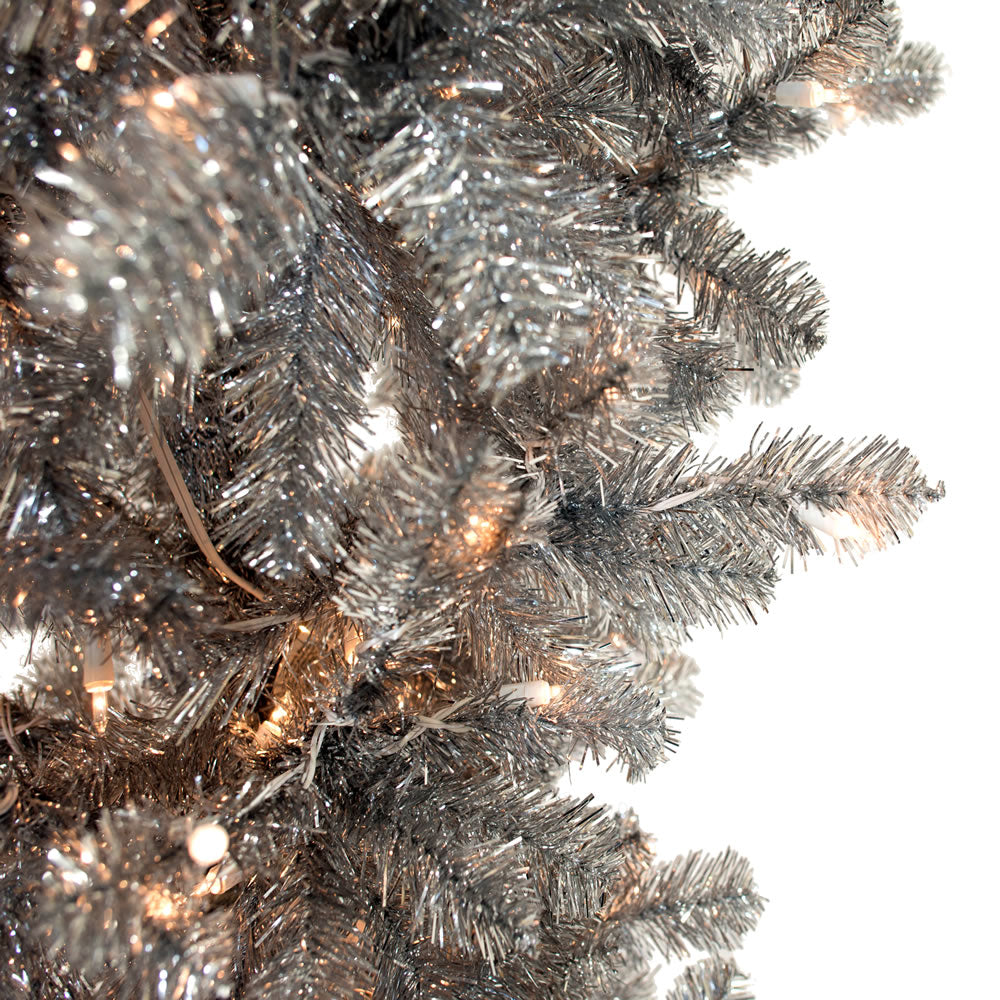 Vickerman 7.5' Silver Upside Down Artificial Christmas Tree Unlit