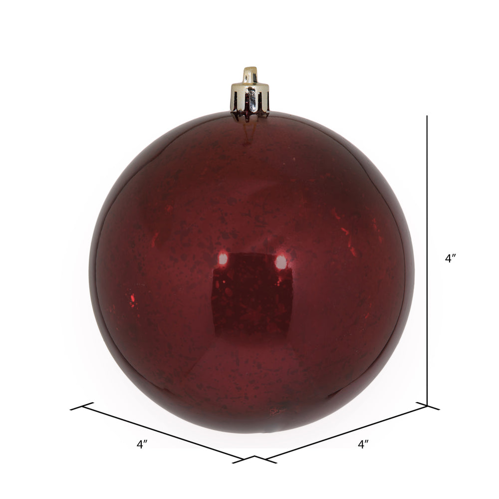 Vickerman 4" Burgundy Shiny Mercury Ball Ornament 6 per Bag.