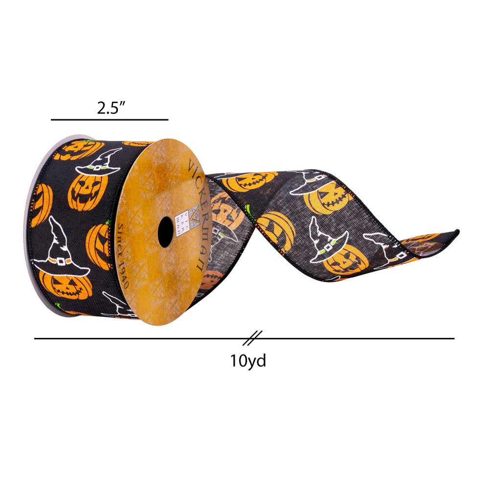 Vickerman 2.5" x 10 Yards Black Jack O Lantern Ribbon