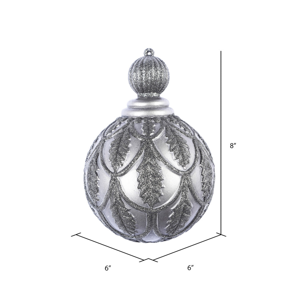 Vickerman 8" Gunmetal Antique Holly Drop Christmas Ornament
