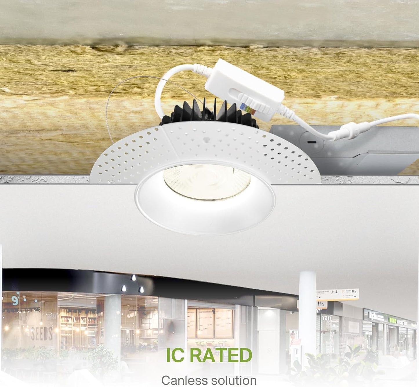 ASD Lighting LED Trimless Downlight Round 6inch 24W 120V Triac 2700/3000/3500/4000/5000K White ETL Energy Star