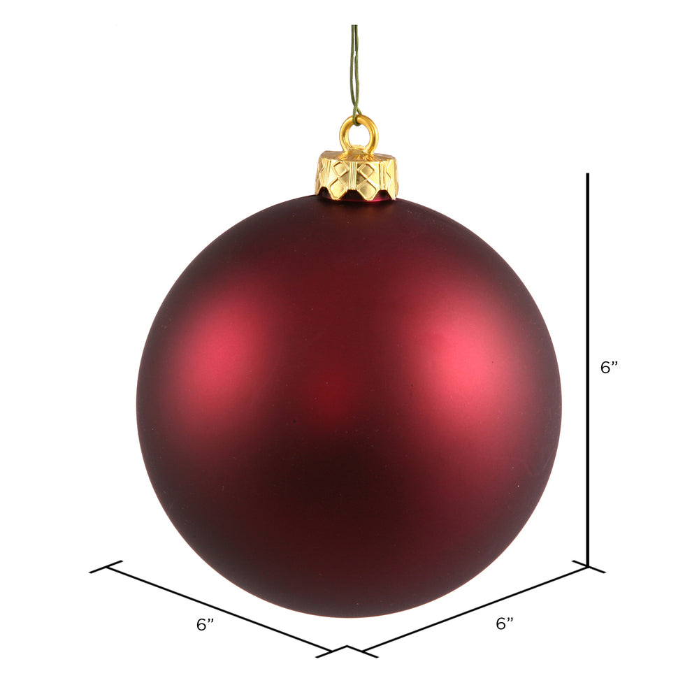 Vickerman 6" Wine Matte Ball Ornament 4 per Bag