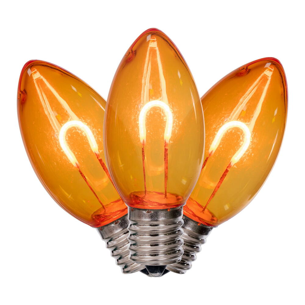 Vickerman C9 Transparent U-Shaped Filament Amber Bulb, E17 Base, .6 Watts, 25 Pcs Assorted/Bag. Colors included are Blue, Red, Green, Purple and Amber.