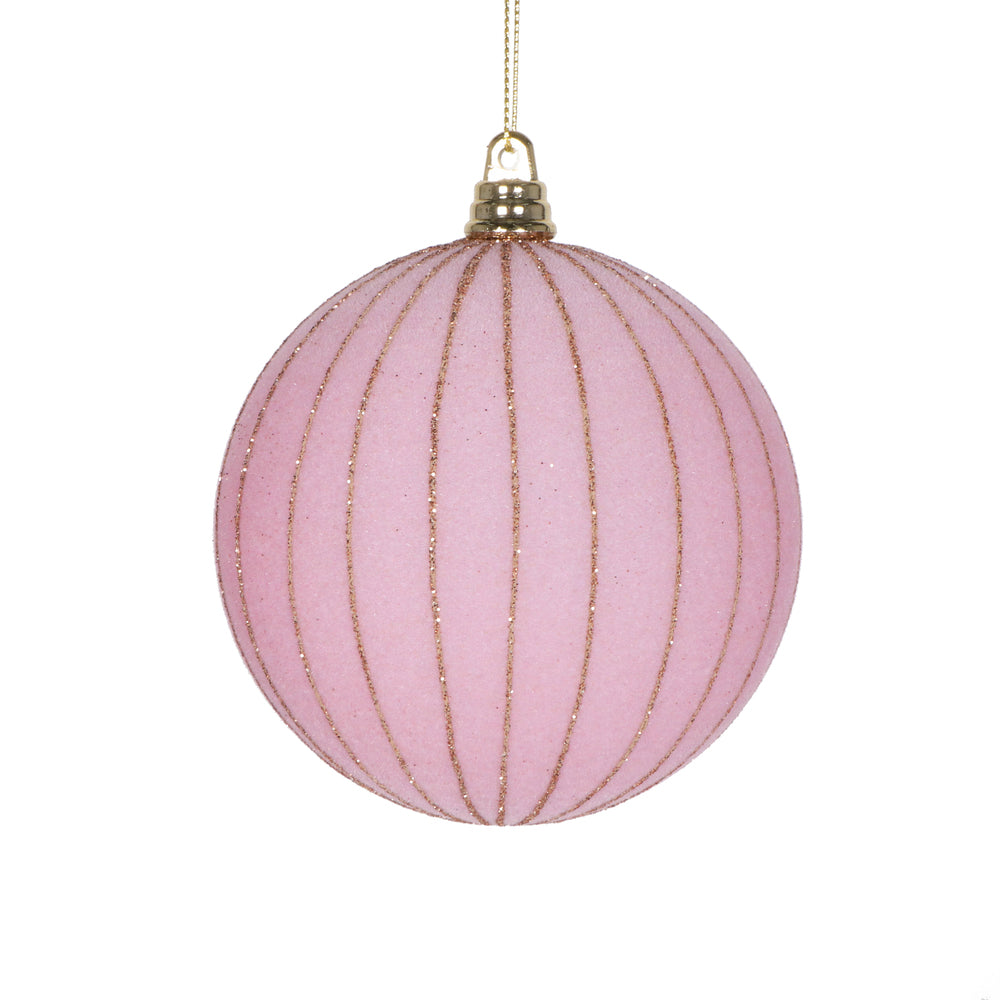 Vickerman 4" Light Pink Round Ornament 3 per bag.