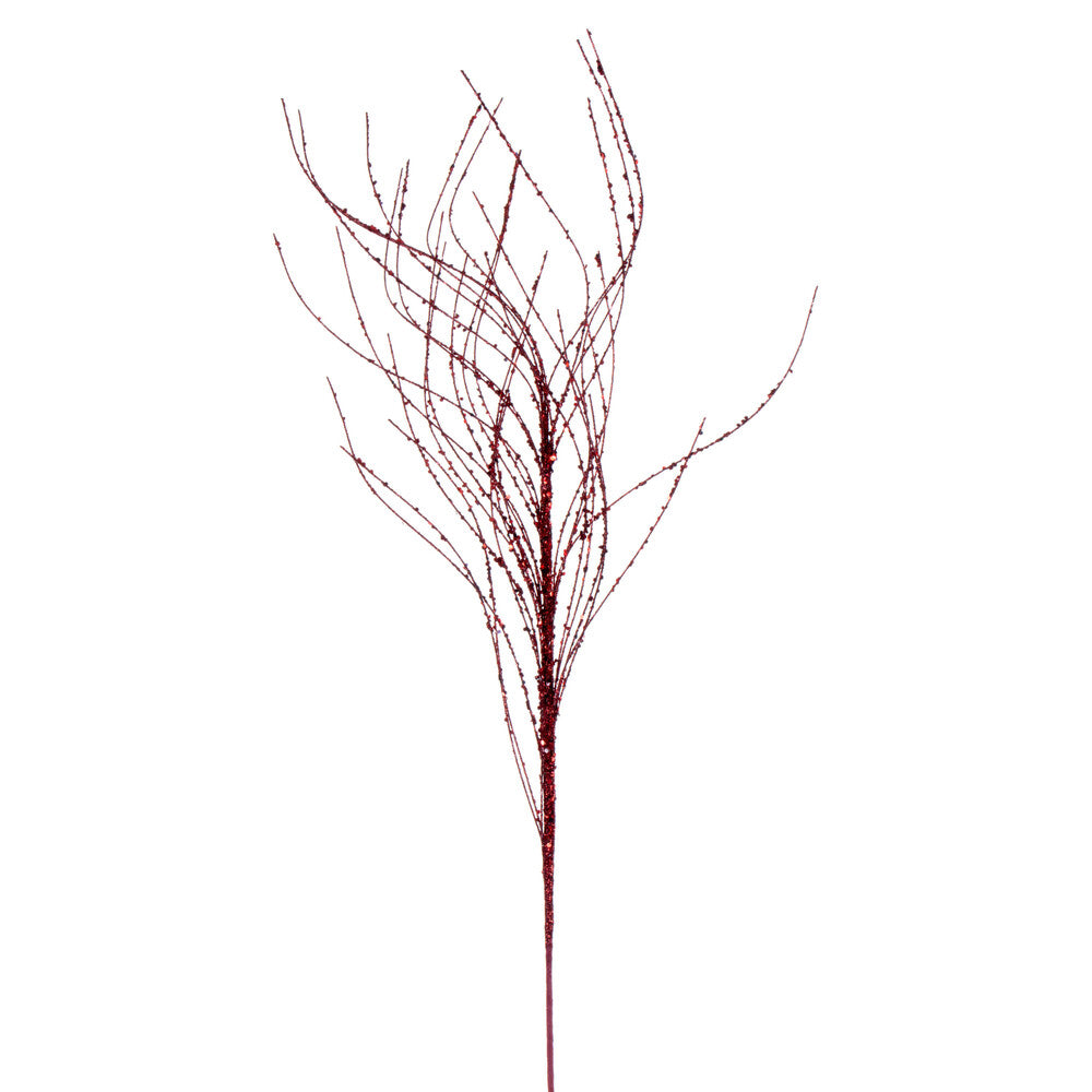 Vickerman 37" Burgundy Wavy Twig Glitter Spray 6 per bag.