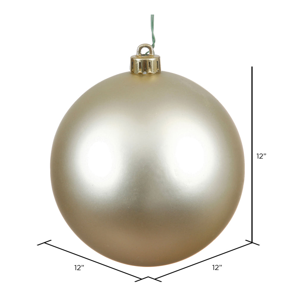 Vickerman 12" Champagne Matte Ball Ornament