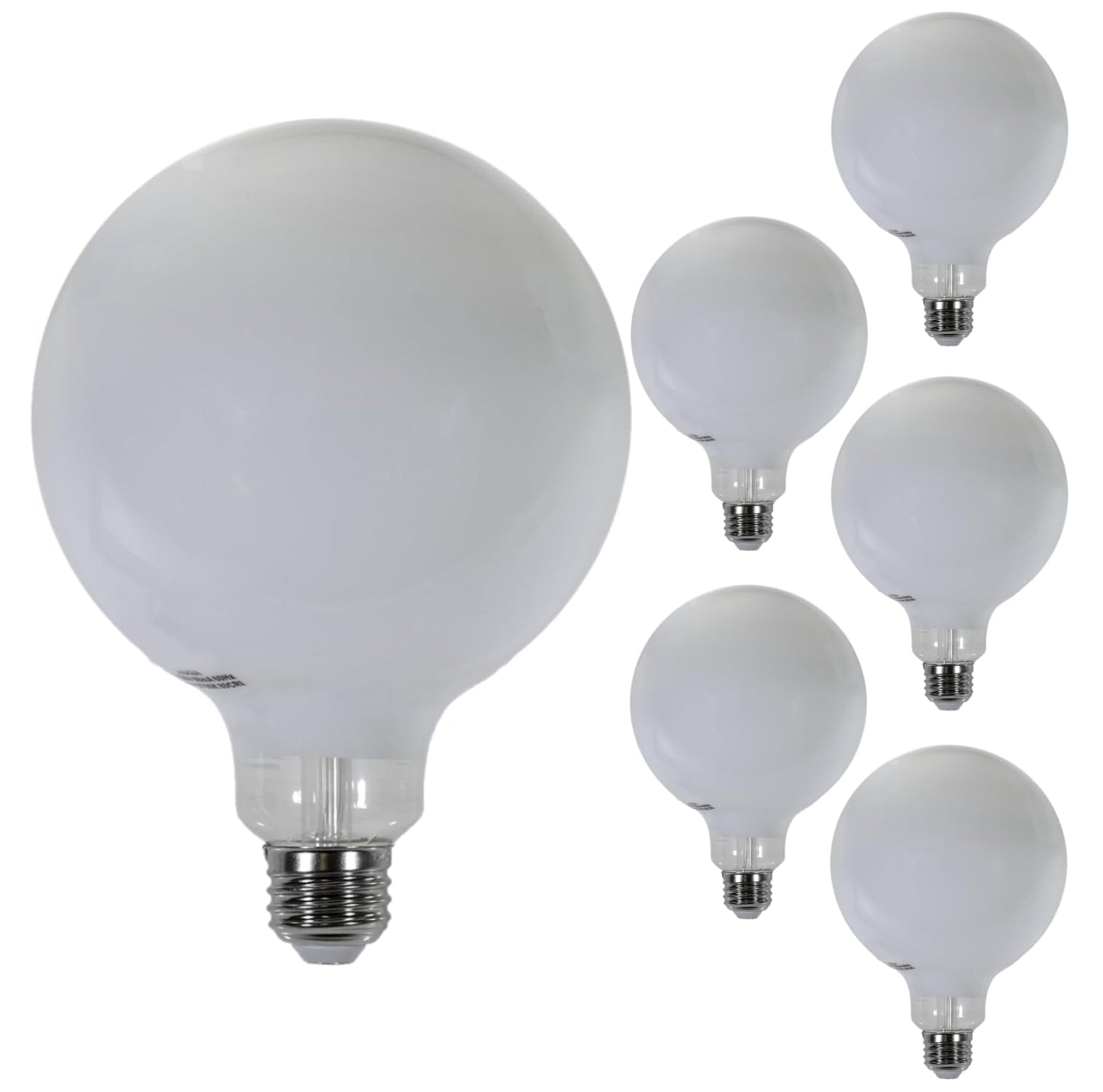 Damar- G40 LED Replacement Globe Light Bulb White Finish 7W 720 Lumens 2700K Warm White E26 Medium Base UL Listed Pack of 6- Shatterproof Indoor Outdoor Lamp for String Lights Patio Caf?