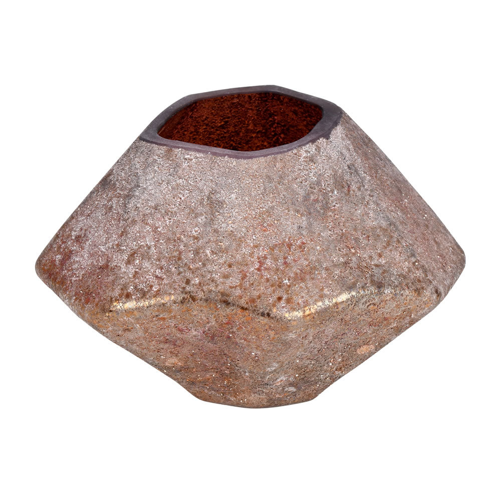 Vickerman 5" Desert Sand Geo Glass Vase. Tie earth tones into your modern décor with this desert sand accent piece. Pair this vase with your favorite faux floral for the perfect finishing touch. Each vase is slightly unique because each piece is hand blow
