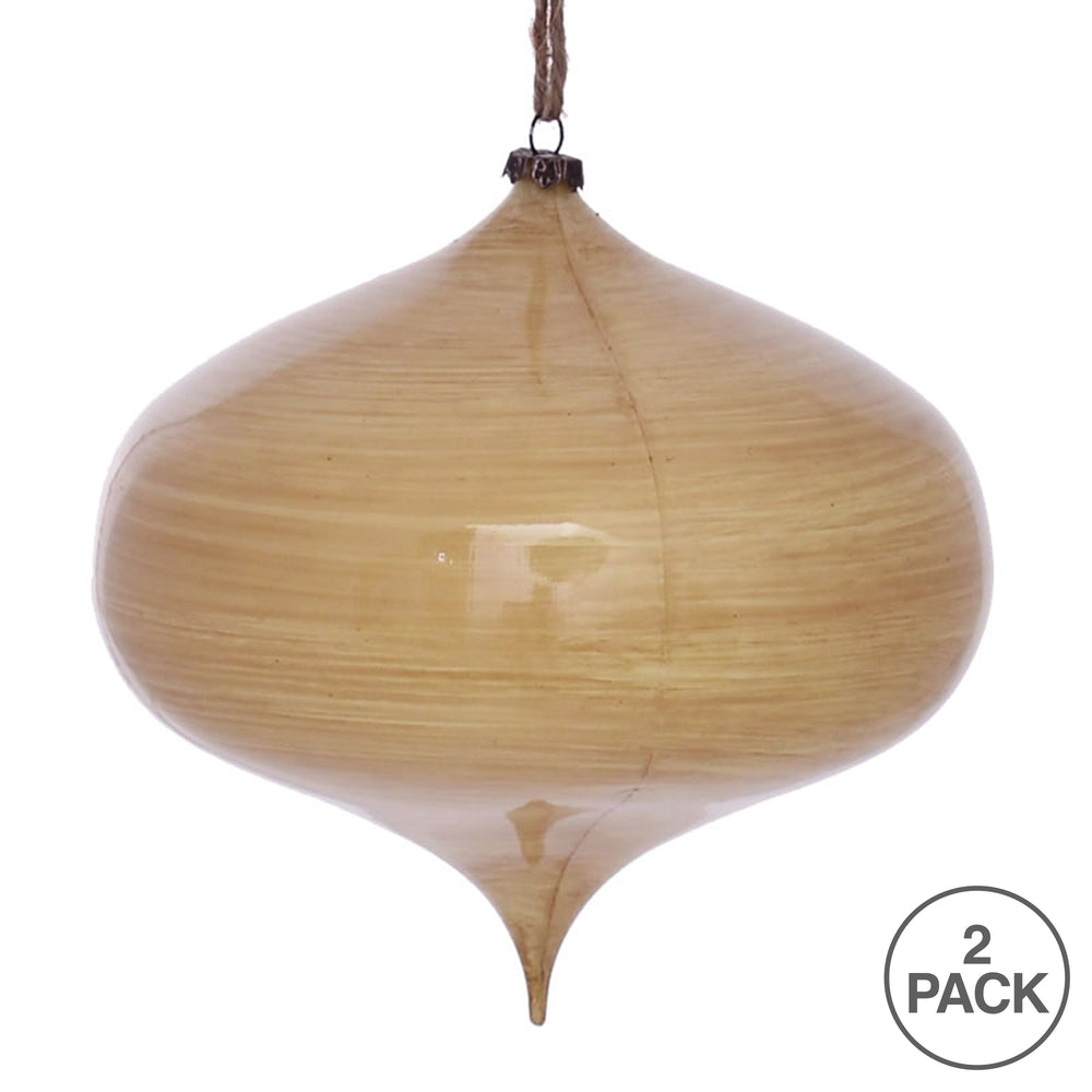 Vickerman 6" Tan Wood Grain Onion Christmas Ornament Pack of 2