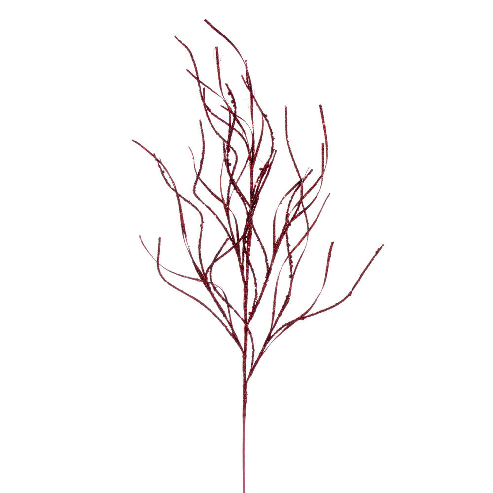 Vickerman 40" Burgundy Berry Cluster and Wavy Glitter Ball Spray 4 per bag.