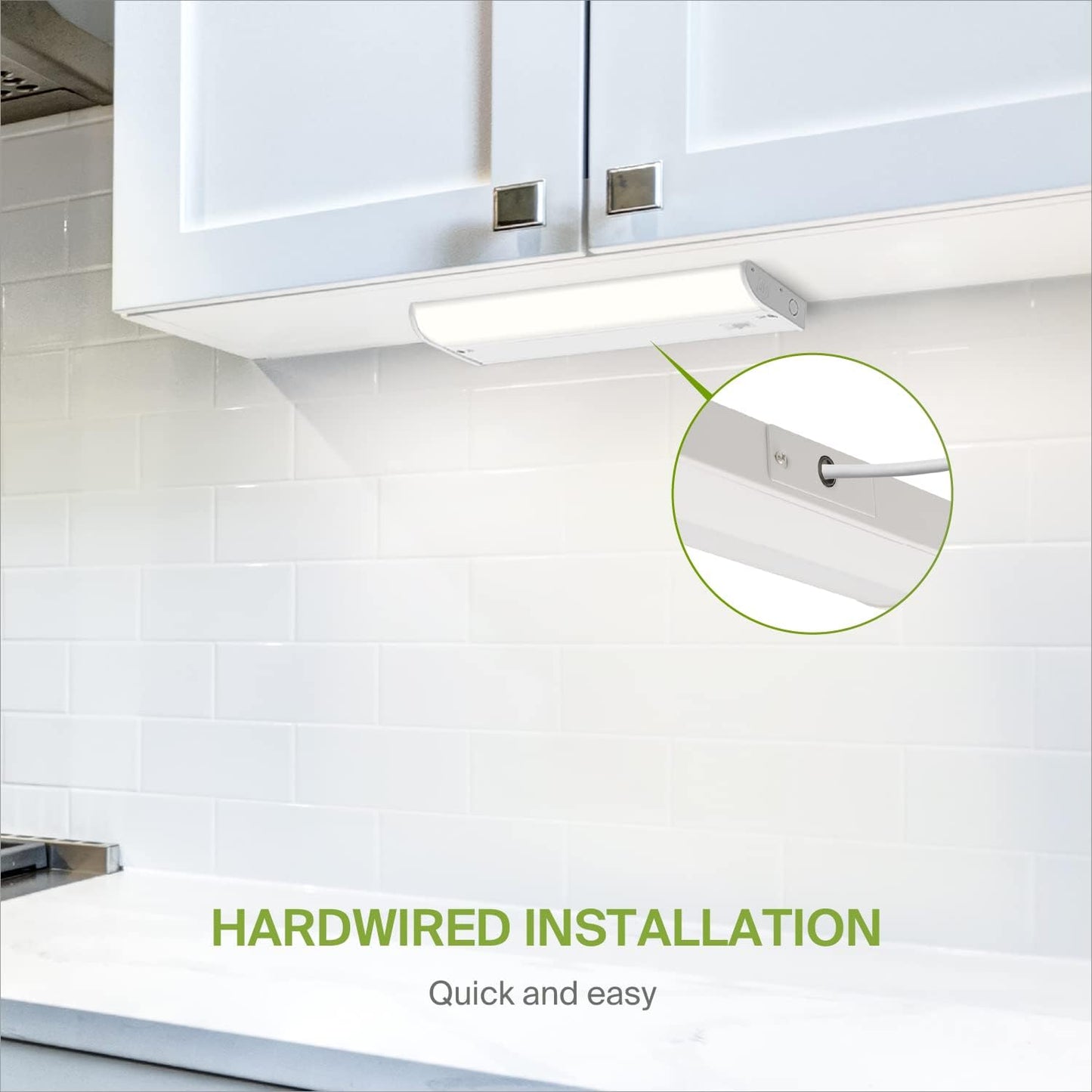 ASD Lighting LED Under Cabinet Bullnose 9" 3W 120V Dimmable CCT Selectable 3000/4000/5000K Hardwired, On/Off Switch, White ETL Energy Star