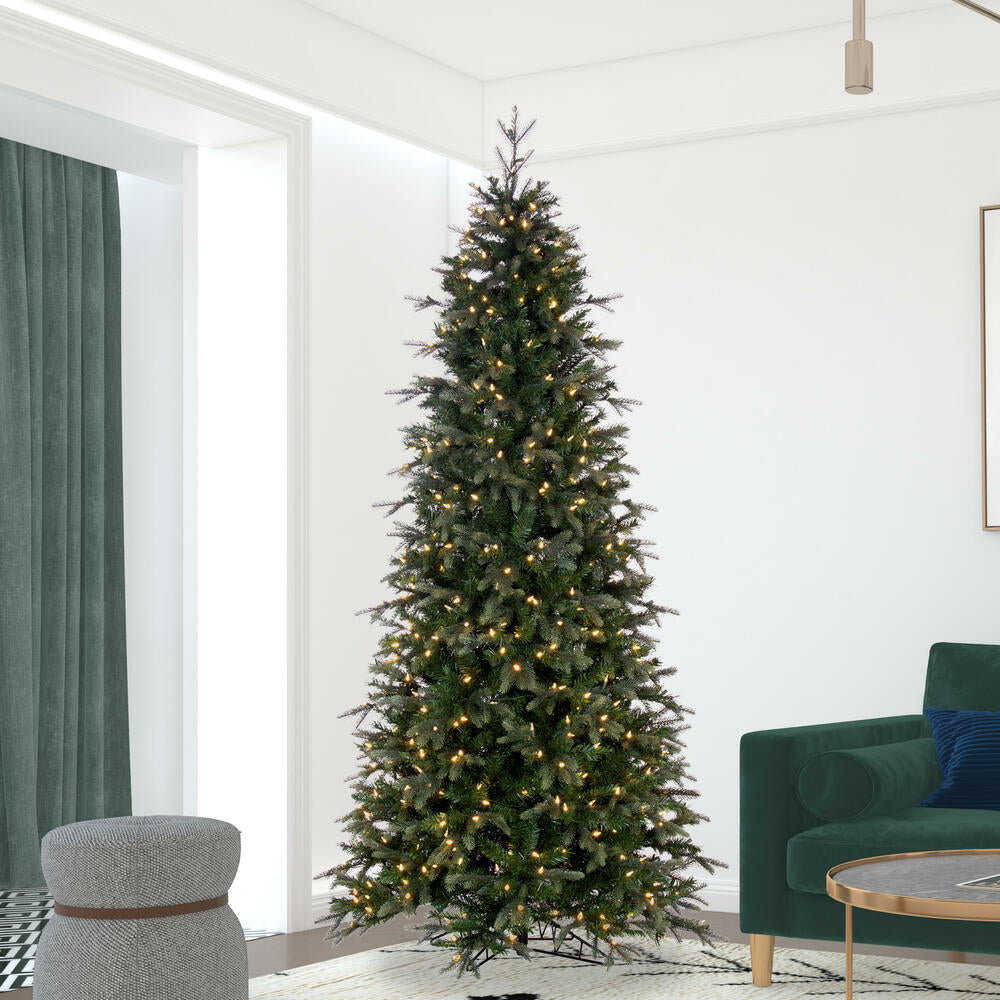 Vickerman 10' x 54" Douglas Fir Artificial Slim Pre-Lit Christmas Tree Warm White LED Mini Lights.