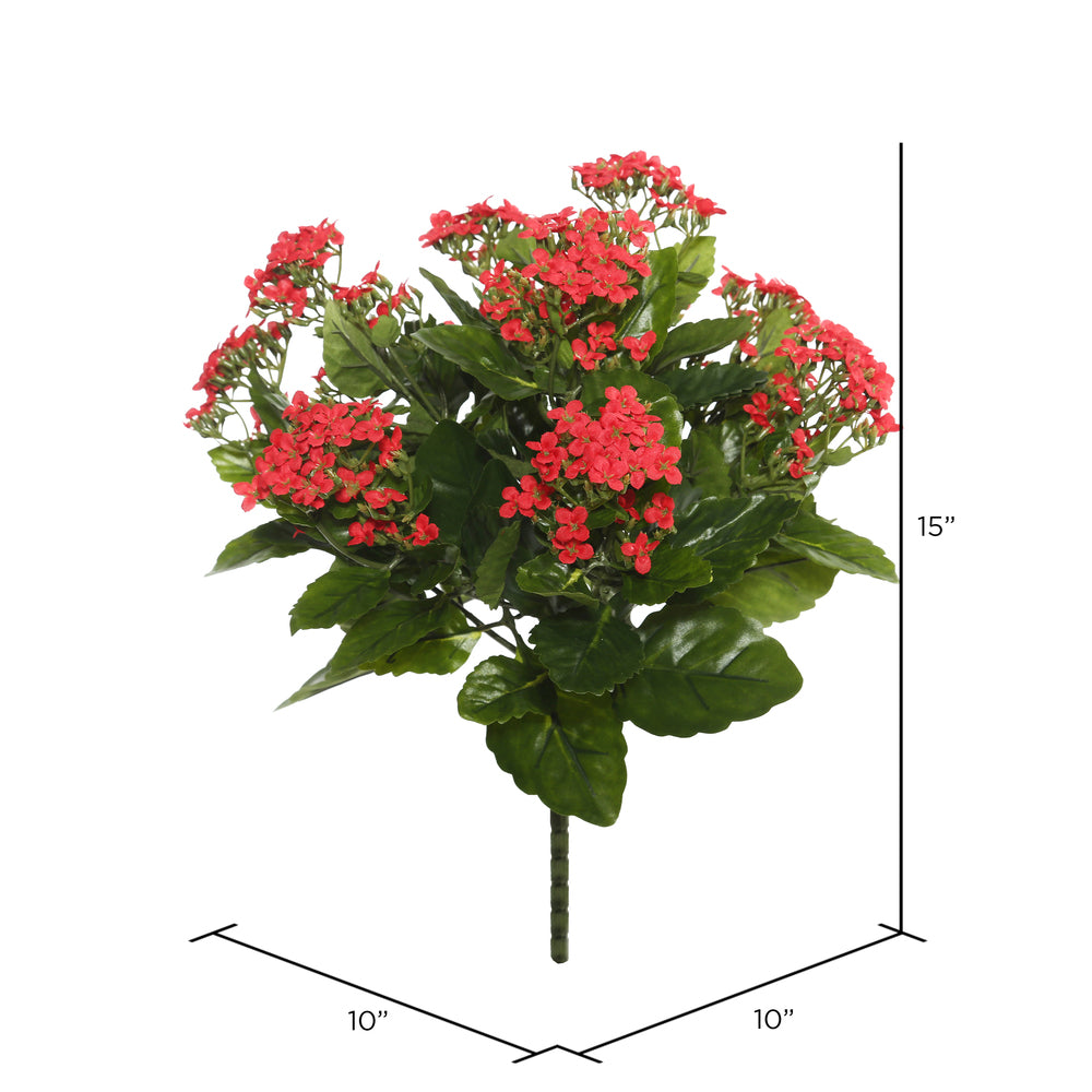 Vickerman 15" Artificial Red Kalanchoe Bush.