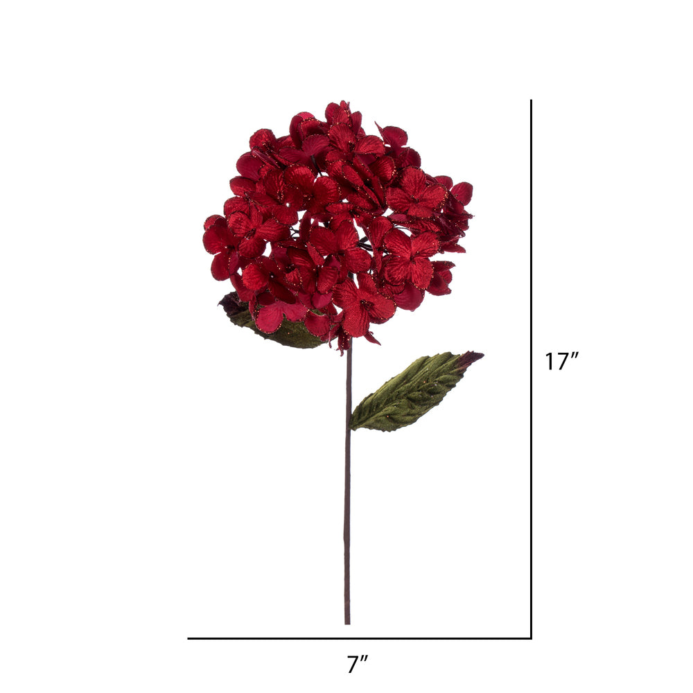 Vickerman 17" Artificial Red Hydrangea Christmas Spray 3 per bag