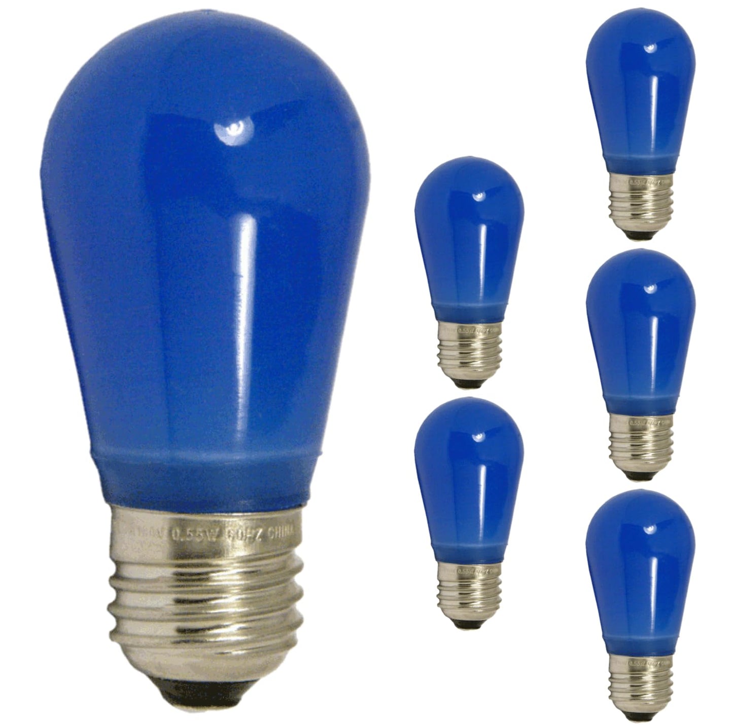Damar- S14 Colored LED String Light Bulb Blue Finish 0.55W-1.5W E26 Medium Base 100-130V Pack of 6- Shatterproof Waterproof Outdoor Indoor Replacement Bulb Home Decorations Christmas Halloween
