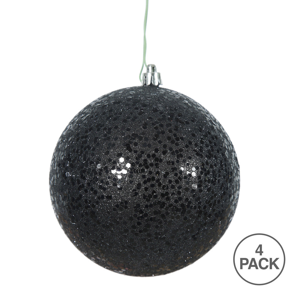 Vickerman 4.75" Black Sequin Ball Ornament 4 per Bag