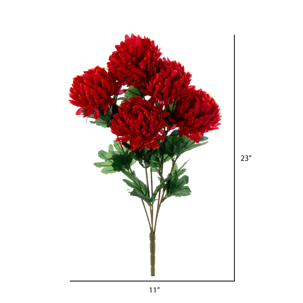 Vickerman 23" Artificial Crimson Red Mum Bush x 5