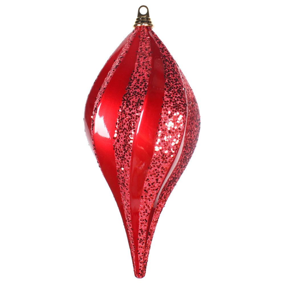 Vickerman 8'' Red Glitter Swirl Drop Christmas Ornament