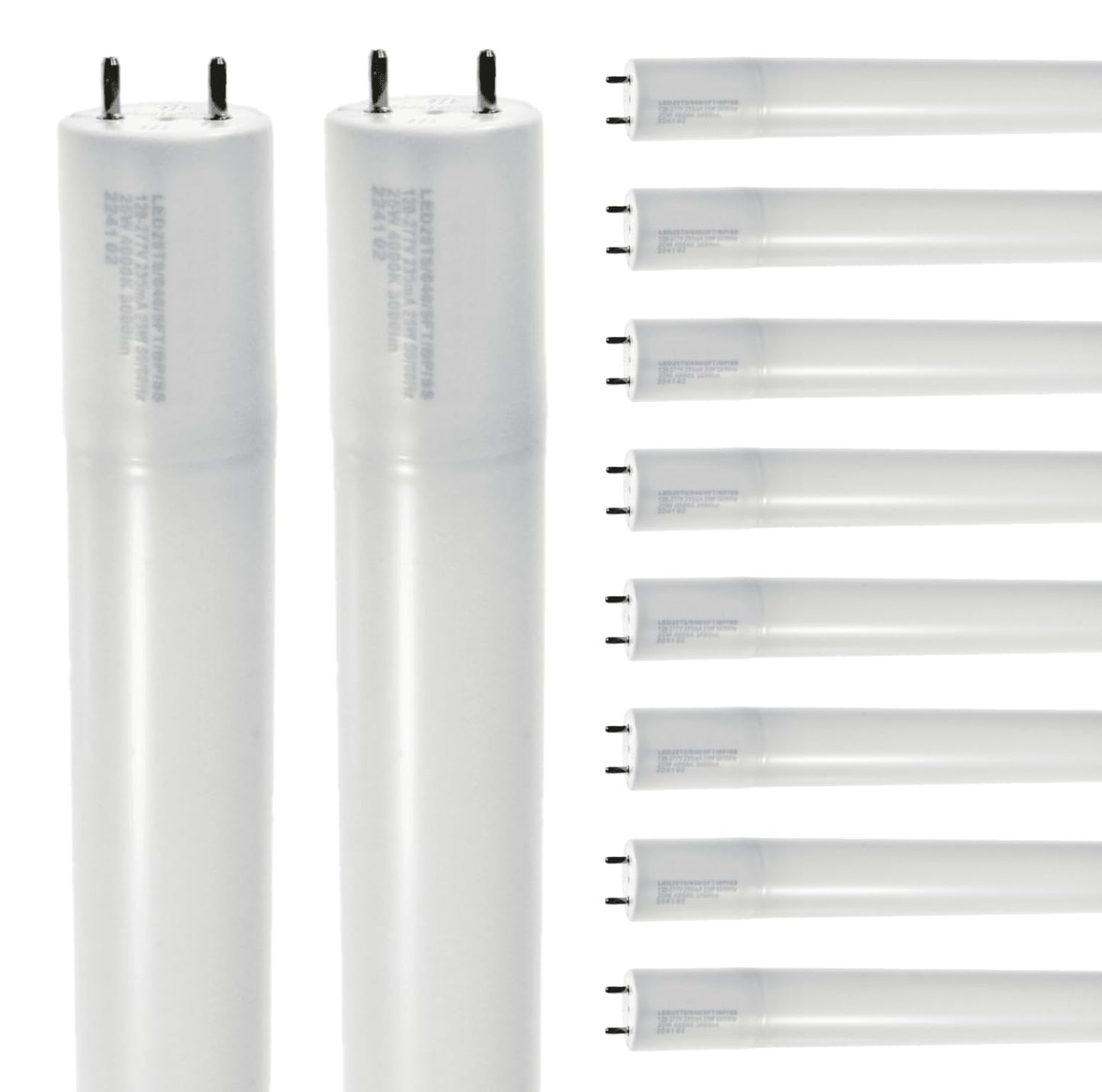 Damar- 59.63-Inch T8 LED Tube Light Bulb Safety Shielded Type B Single End Ballast Bypass 25W 3000 Lumen 4000K Cool White G13 Medium Bi-Pin Base 120-277V UL Listed Pack of 10-Fluorescent Replacement