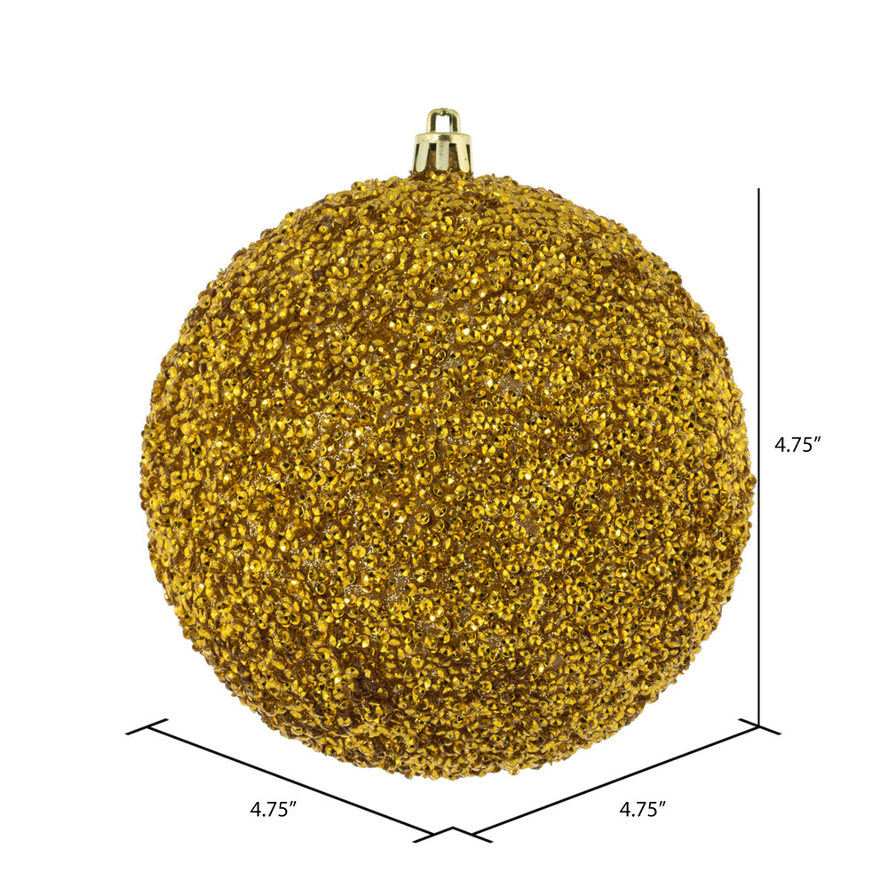 Vickerman 4.75" Gold Beaded Ball Ornament 6 per Bag