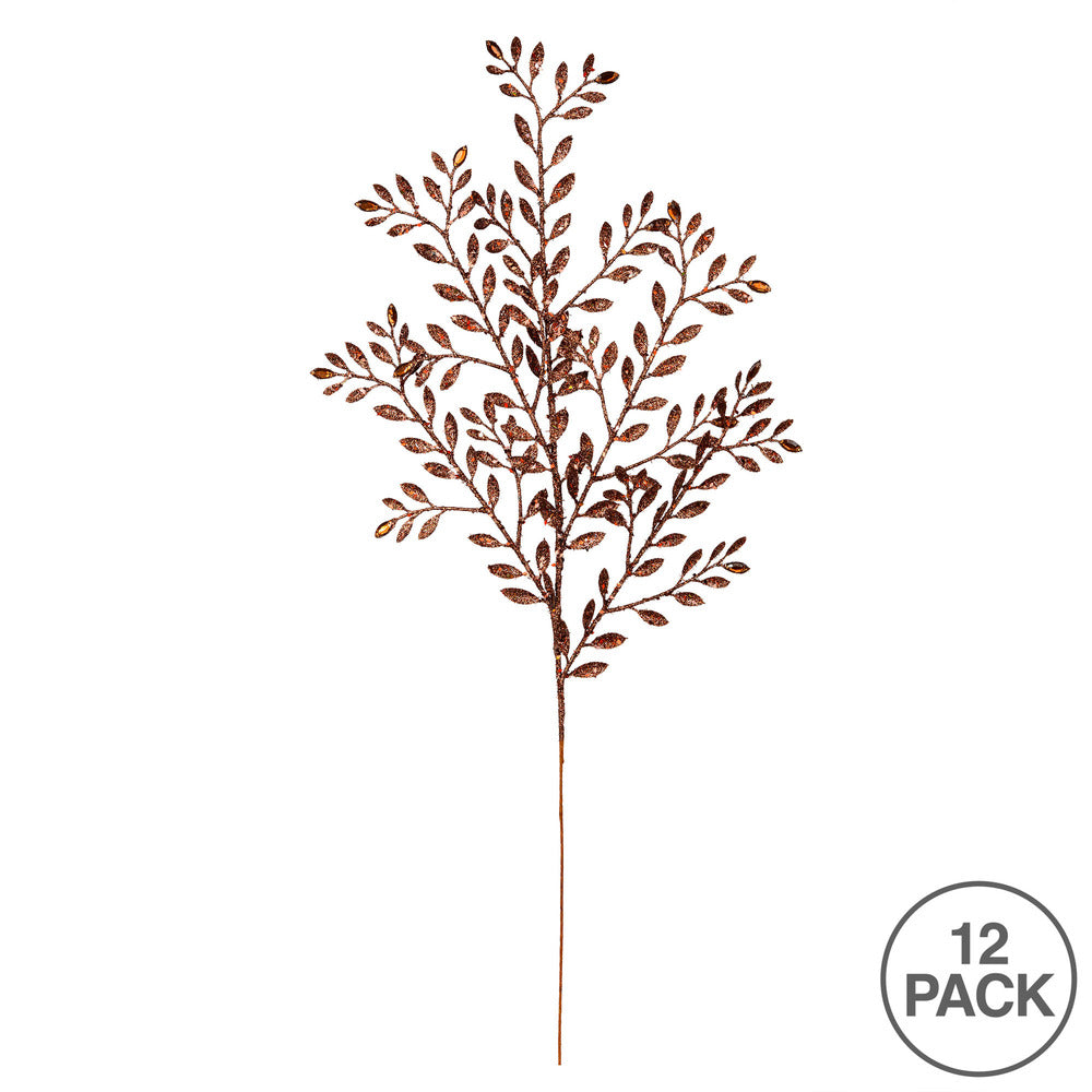 Vickerman 25" Chocolate Ruscus Glitter Artificial Christmas Spray with Jewel. Includes 12 sprays per pack.