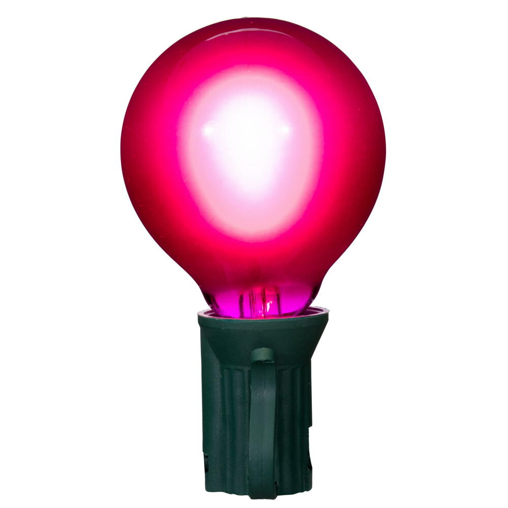 Vickerman 18Lt Purple LED Glass G40-E12 Filament End-Connecting Set with Green 20AWGXTW Wire and 6"x12"x6" Bulb Spacing. 120V-.6W. UL Approved.