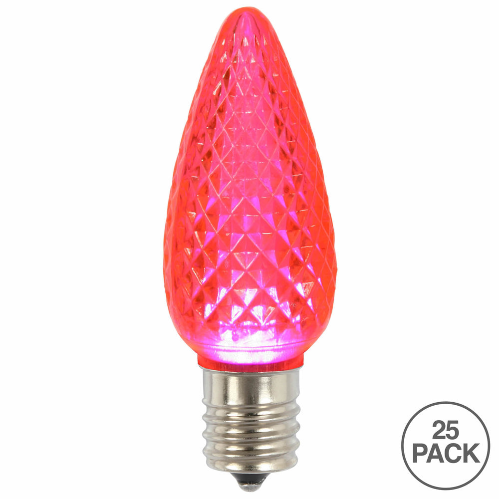Vickerman C9 LED Pink Faceted Twinkle Bulb Nickel Base 120V .96 Watts 25 Bulbs per bag