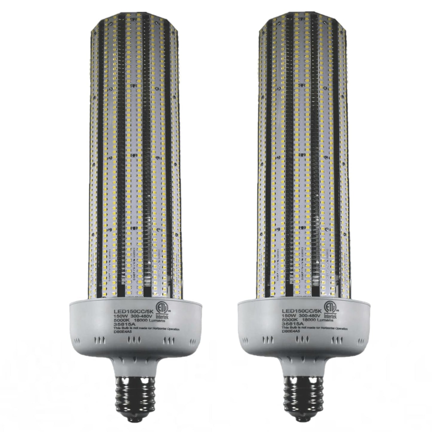 Damar- LED Corn Cob Post Top Bright Light Bulb 150W E39 Mogul Base 5000K Bright White 18,000 Lumens Non-Dimmable 360? Beam Angle 300-480VAC Dry/Damp Rated Pack of 2- for Warehouse Garage Patios