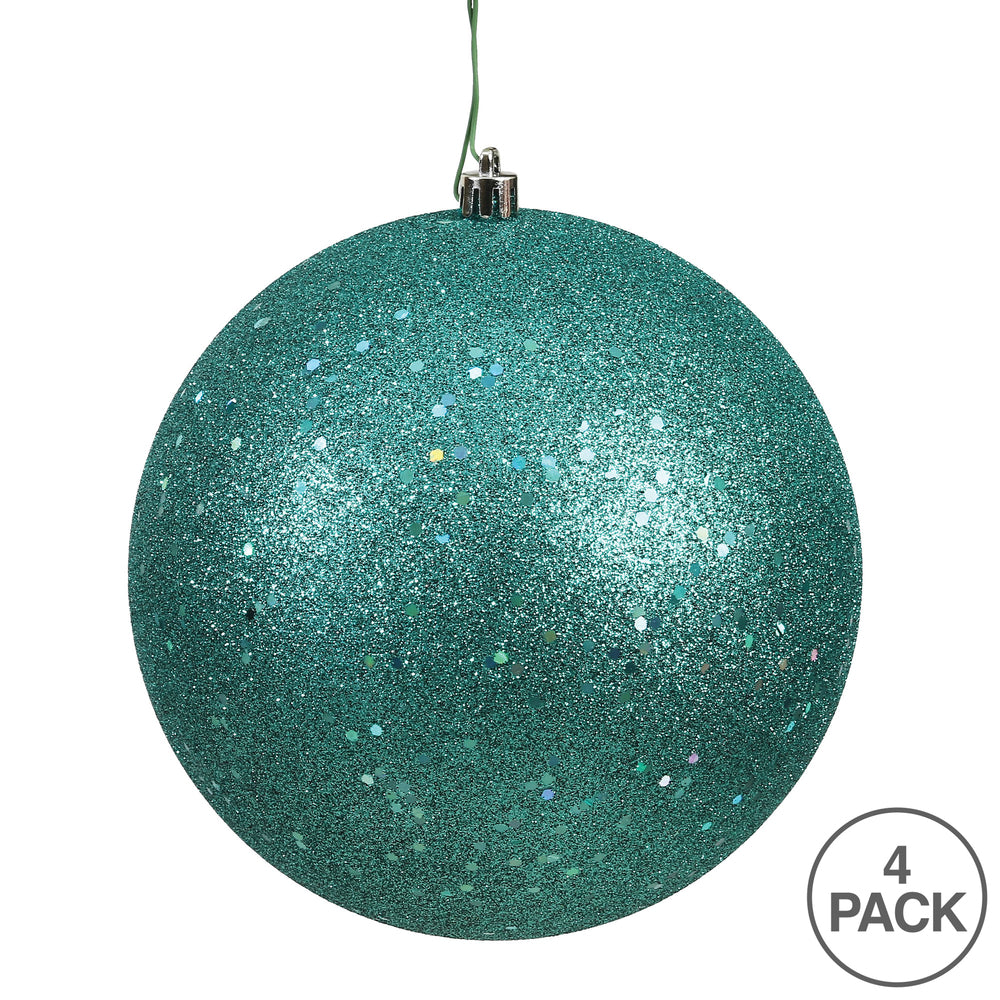 Vickerman 6" Teal Sequin Ball Ornament 4 per Bag