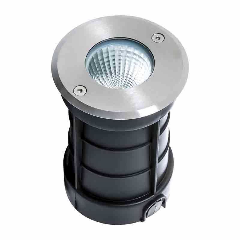 Westgate Stainless Steel In-Ground Light, 12V DC/AC, 3W COB, 620 Lumens, 90°, IP67, ETL, PC Sleeve, 3000K, Landscape Lighting , 7W, 620 Lumens, 3000K, Brushed Nickel Finish