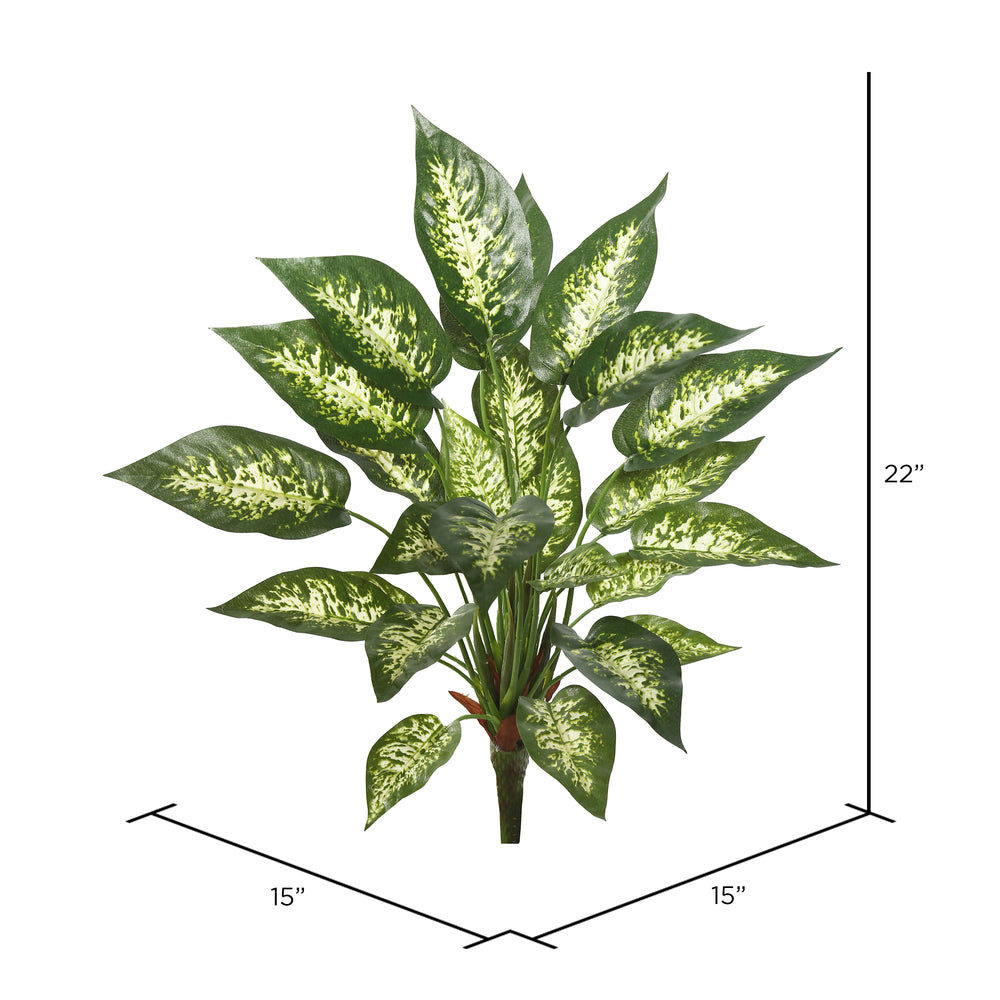 Vickerman 22" Artificial Green and White Dieffenbachia Exotica Bush.