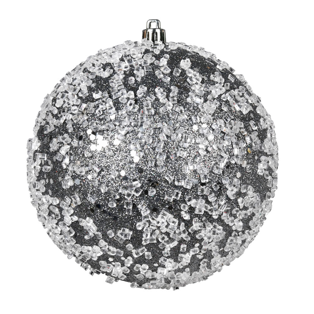 Vickerman 6" Pewter Glitter Hail Ball. 4 per pack.