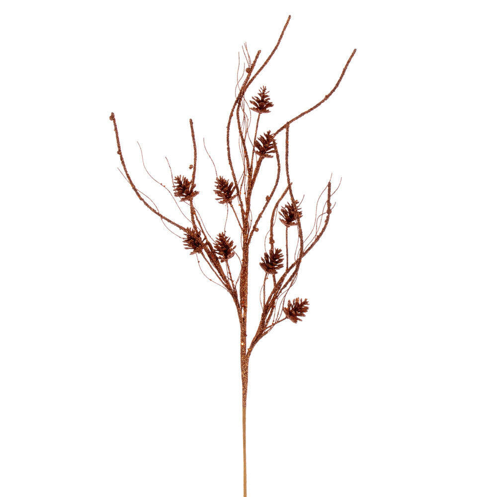 Vickerman 32" Copper Mini Pinecone Twig Glitter Spray 6 per bag.