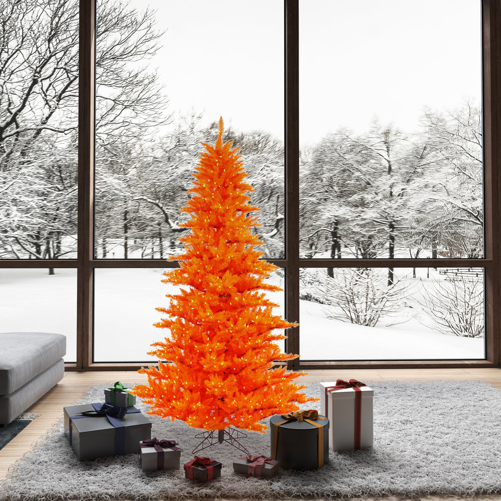 Vickerman 6.5' Orange Fir Artificial Christmas Tree Orange Dura-lit LED Lights
