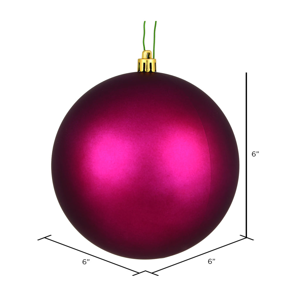 Vickerman 6" Berry Red Matte Ball Ornament 4 per Bag