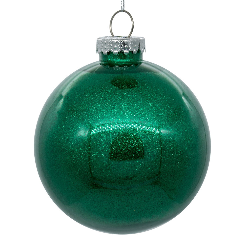Vickerman 6" Clear Ball Christmas Ornament with Seafoam Glitter Interior 4 Pieces per bag