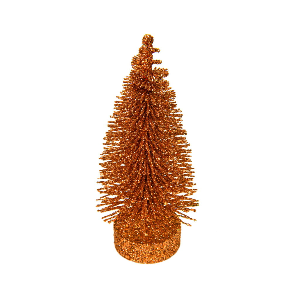 Vickerman 3"-5"-7" Copper Glitter Oval Pine Artificial Christmas Tree Set of 3