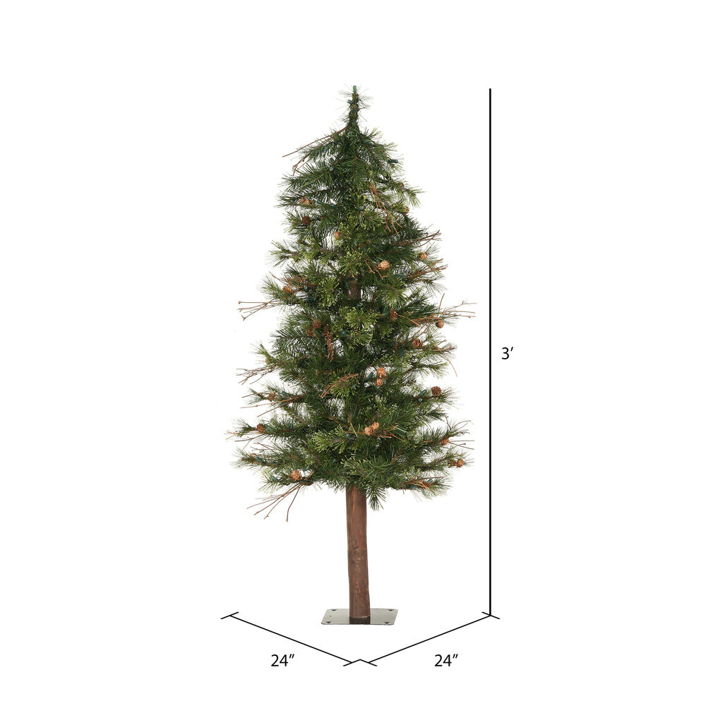 Vickerman 3' Mixed Country Alpine Artificial Christmas Tree Unlit