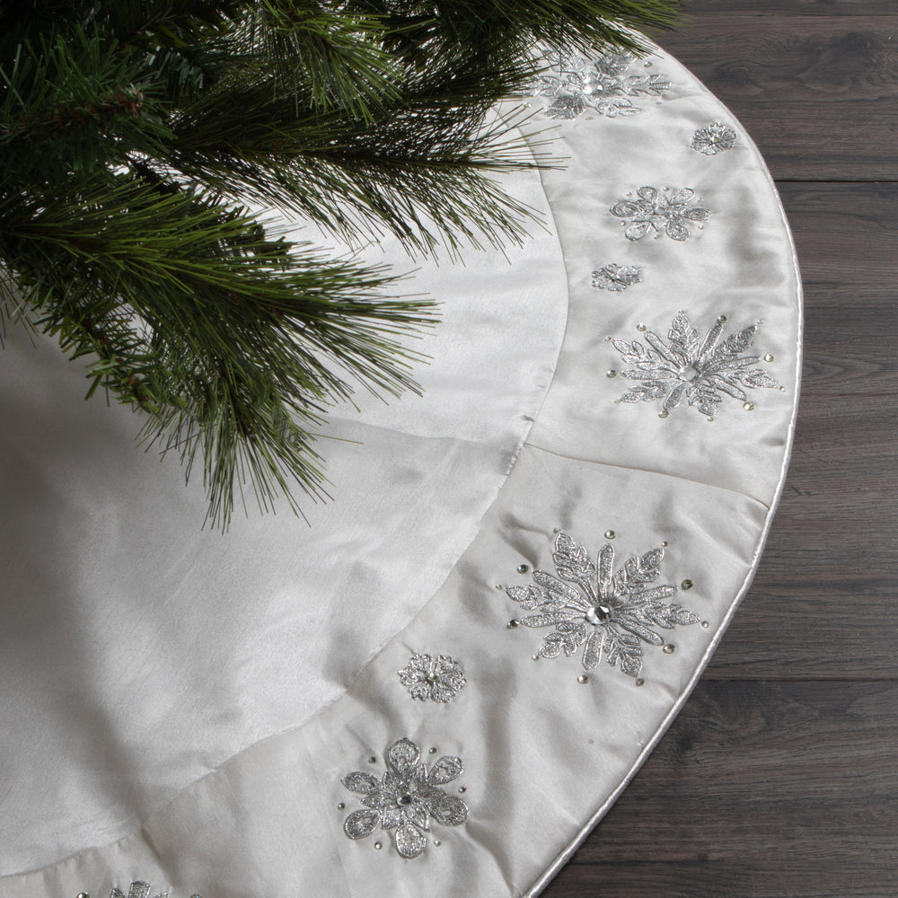Vickerman 52" White Snowflake Christmas Tree Skirt