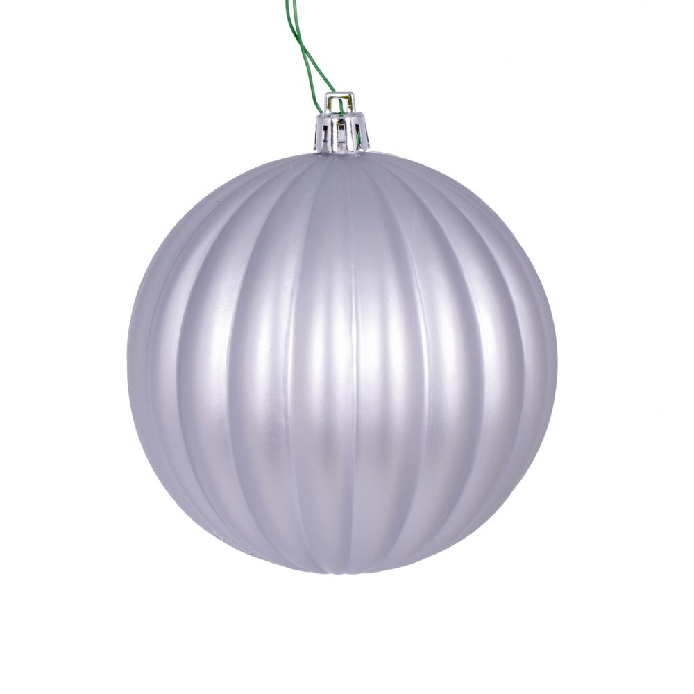 Vickerman 4" Silver Matte Lined Ball Ornament 6 per Bag.