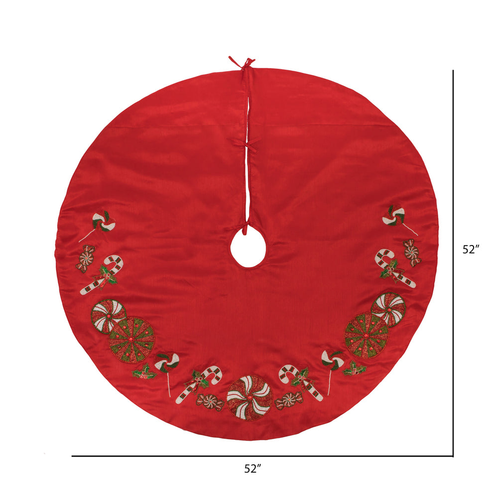 Vickerman 52" Red Beaded Candy Cane Christmas Tree skirt